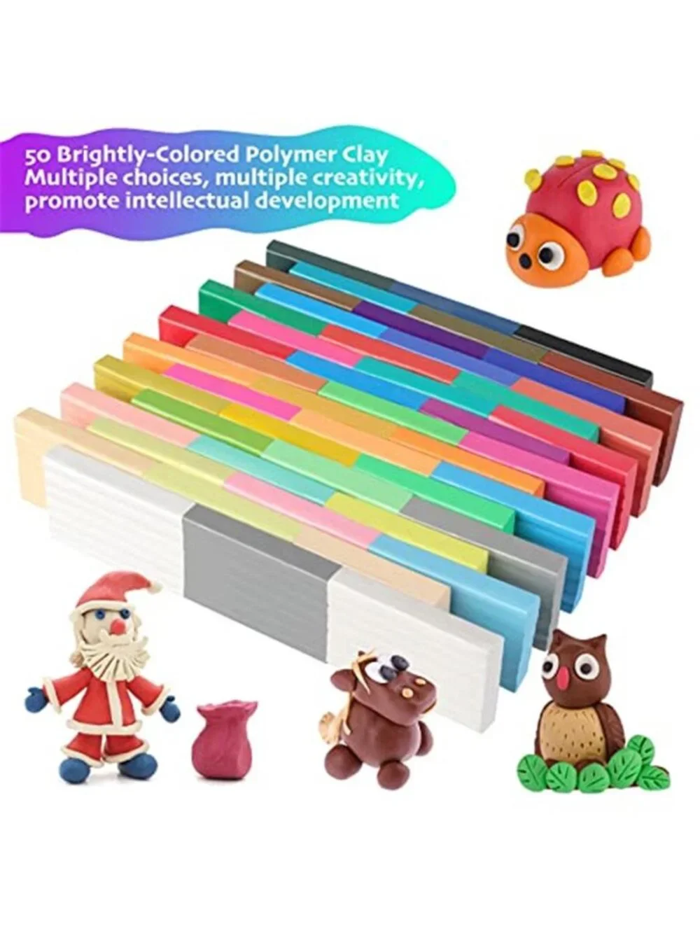 New Polymer Clay Set, 50 Colors Oven Bake Modeling Clay for Kids, Sculpting Tool